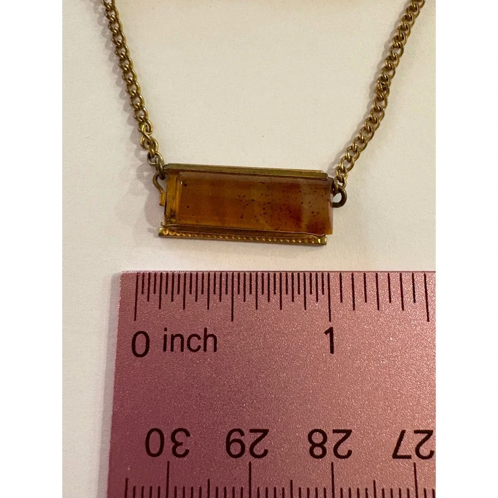Anson Tie Clip Bar Vintage Gold Tone with Amber Stone Elegant Mens Jewelry 1960s